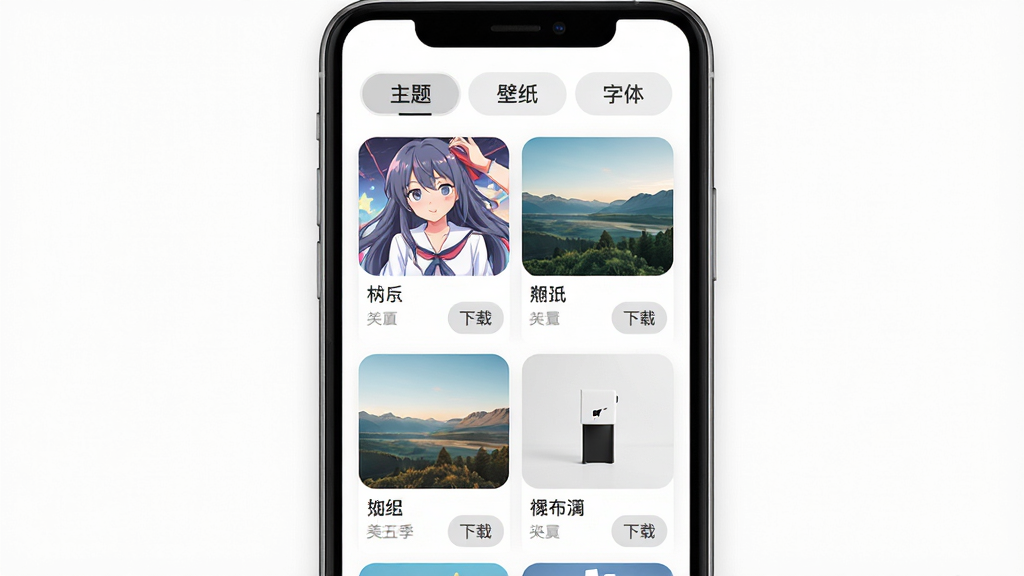 ���弾 App �������ֽ����棬�����������ֻ���Ļģ�ͣ���Ļ��չʾ���弾����Դ����ҳ�������С����⡱����ֽ�������塱�ȱ�ǩ�����·��������ٲ���ͼƬ��ͼƬ���ݺ��Ƕ������羰��������ÿ��ͼƬ�·������ƺ����ذ�ť�������������Ű����룬����������ı�ƽ����ƣ�ϸ����ͼƬԲ�Ǵ���������Ϊ��ɫ�����ʸɾ����޶���Ԫ��