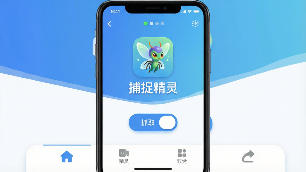 һ�Ÿɾ�������ֻ�Ӧ�ý����ͼ��չʾ����׽���顱����ҳ��������������Ŀ������Logo�����ơ���׽���顱�������������ü�Լ�����׽���ɫ�������沼��������������״ָ̬ʾ���м��Ǻ��ĵ�ץȡ���ذ�ť���ײ��Ǽ��Ĺ���ѡ�������ִ���ƽ����ϸ��Բ�󣬻��ʸ��壬���κζ�����Ԫ�أ��������һ��רҵ�����õĸо���