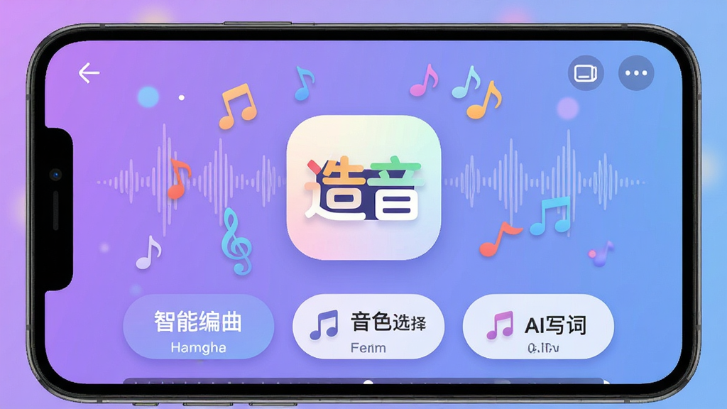 ����App�������ֻ�������ͼ�����������Ǽ�����˵����ִ�����壬�����С��������Ĳ�ɫLogo����Χ������������������������������������͵�����ɫ���䣬����ִ���ƽ��ϸ��Բ�󣬻��ʸɾ��޶���Ԫ�أ�UI��������չʾ�����ܱ�������ɫѡ���AIд���������Ĺ�����ڣ�������ֳ�һ�������������ִ�����Χ��
