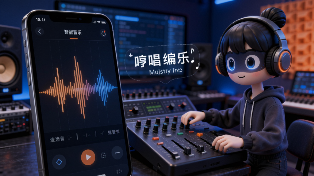 ����App���ܱ������ܽ��棬������һ���ֻ���Ļ��ʾ���������ߣ��Ա���һλ����AI�����������������ڲ�������̨�������ǳ����Ƽ��е�¼���ﻷ����������ͣ���ɫ��Ϊ����������ɫ�Աȣ����дʵ�뿨ͨ��ϣ�����������ͻ�����߳������֡���������̡�