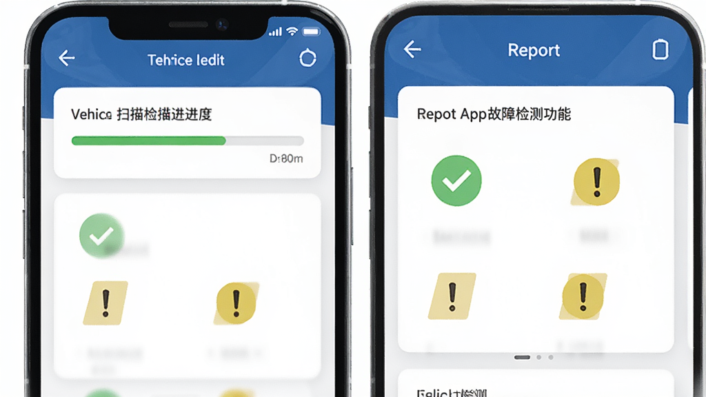 ������App���ϼ�⹦�ܽ��棬�ֻ���Ļ��ʾ����ɨ��������ͼ�ⱨ�棬����������ɫ�Թ��ͻ�ɫ��̾��ͼ�꣬����Ϊ��ɫ��Ƭʽ��ƣ���������ˣ����ʸɾ��޶���Ԫ��