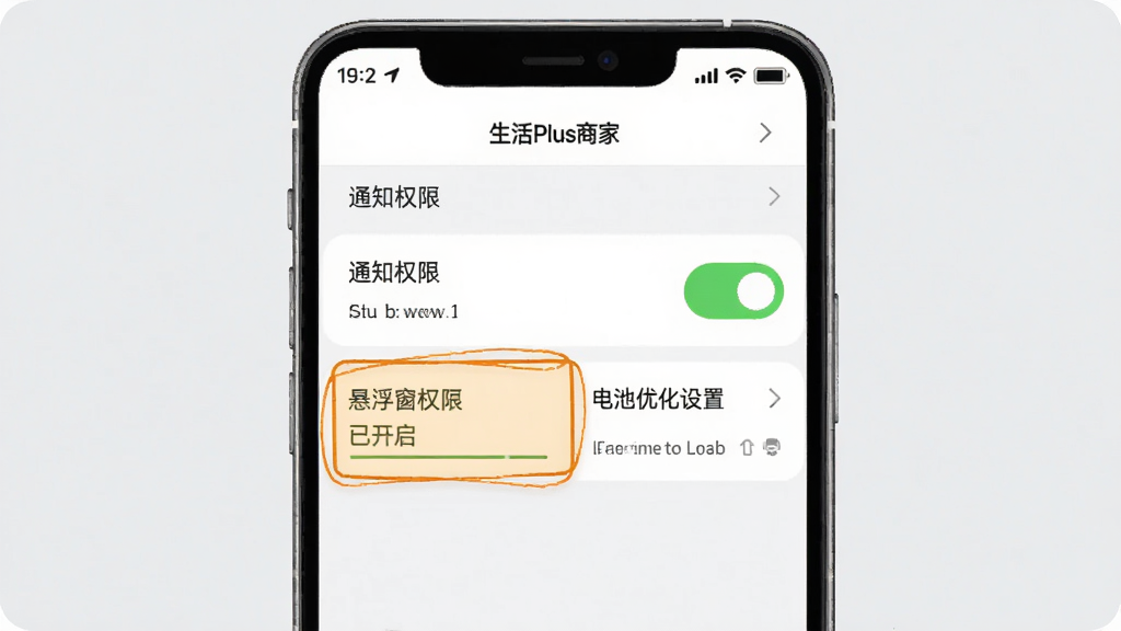 һ�š�����Plus�̼ҡ�App�����ý����ͼʾ��ͼ���������ֻ���Ļ��ʾ��Ȩ�޹����б���֪ͨȨ�޺�������Ȩ�ޱ�������עΪ���ѿ��������Ա��е���Ż�����Ϊ�������ơ���ѡ������Ǹɾ���ǳ��ɫ���������ֱ�ۣ����ʸɾ��޶���Ԫ�ء�