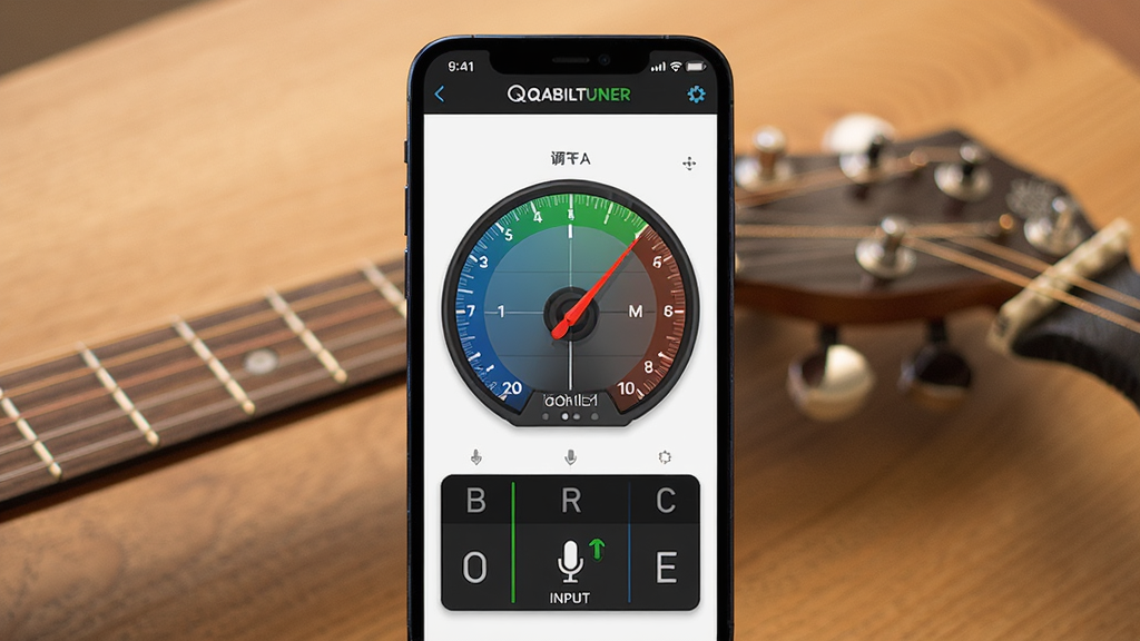 һ��չʾQABILTUNER��������ȫò��ͼƬ�������������ֻ���Ļ����Ļ����ʾQABILTUNER�����������棬��������ָ��ʽ�������̡�������ʾ�������˷�����ָʾͼ�꣬��������ů��ľ�����棬�����Ϸ���һ�Ѽ�������ͷ�����������ִ������ʸɾ��������������޶���Ԫ�ء�