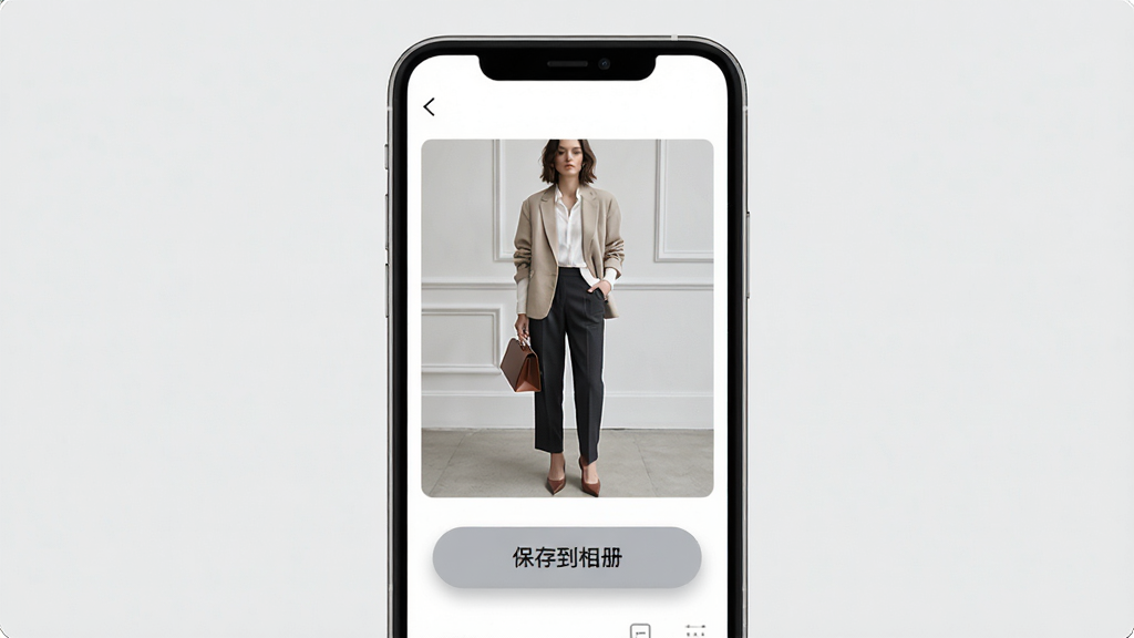 һ��չʾ�����١�AppͼƬ���������ͼƬ�������������ֻ���Ļ����Ļ����ʾһ�Ŵ���ͼƬ��ͼƬ�·���һ�������浽��ᡱ�İ�ť��������ʾ������Ϊ����չʾ�ֻ������Ϊ��ƽ��UI��ƣ�ϸ�ڰ�����ť��Բ�Ǻ���΢��Ӱ����������������Ϊǳ��ɫ���޶���Ԫ��