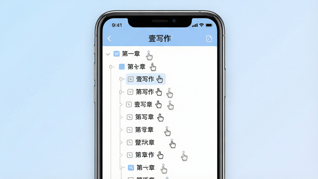 һ��չʾ��Ҽд����App�½ڹ��������ͼƬ���������ֻ���Ļ��ʾ��״Ŀ¼�ṹ���½ڱ����������У�����ק�ֱ�ͼ�ꡣ�����ϣ��ֻ��������У�����Ϊ����ɫ���䡣��������࣬ϸ�ھ��£����ʸɾ��޶���Ԫ�ء�