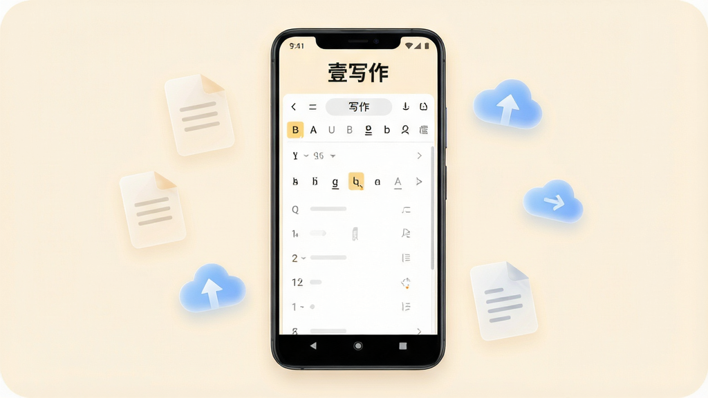 һ��չʾ��Ҽд����App���Ľ���ĸ���ͼƬ��������һ̨������׿�ֻ�����Ļ����ʾ��Ҽд����App��д���༭�����棬����Ϊ��͵��װ�ɫ�������С�Ҽд�������ֱ�ʶ�������ϣ��ֻ����з��ã���ΧƯ���ż�����͸�����ĵ�ͼ����ƶ�ͬ��ͼ�ꡣ�Ű��࣬����ִ���ƽ��ϸ��Բ�󣬻��ʸɾ��������޶���Ԫ�ء�