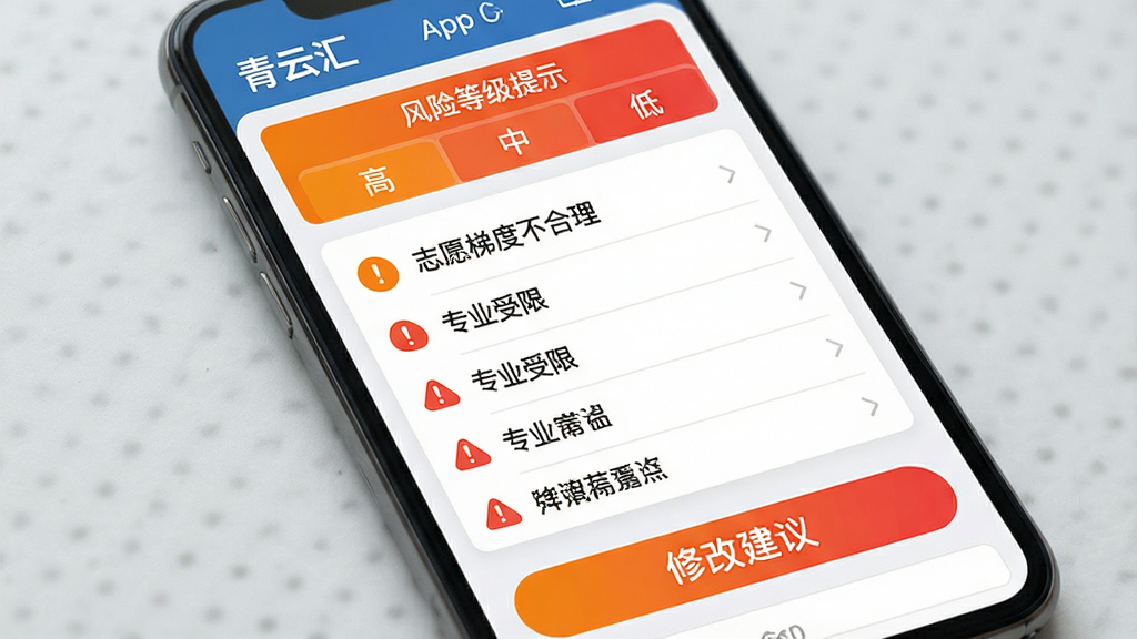 һ��AI���ɵ�ͼƬ���������ֻ���Ļ����ʾ�����ƻ㡱App��־Ը�����ռ��ҳ�档���֣������Ƿ��յȼ���ʾ���ߡ��С��ͣ����м��Ǿ���������б����硰־Ը�ݶȲ���������רҵ���ޡ��ȣ��ײ����޸Ľ��鰴ť���Ű棺�б�ʽ���֡���񣺾�ʾ��ָ����ϣ���ɫ�ͺ�ɫͻ�������ϸ�ڣ�������ǰ�и�̾��ͼ�꣬�޸Ľ����������������ʣ����壬����ɾ����޶���Ԫ�ء�