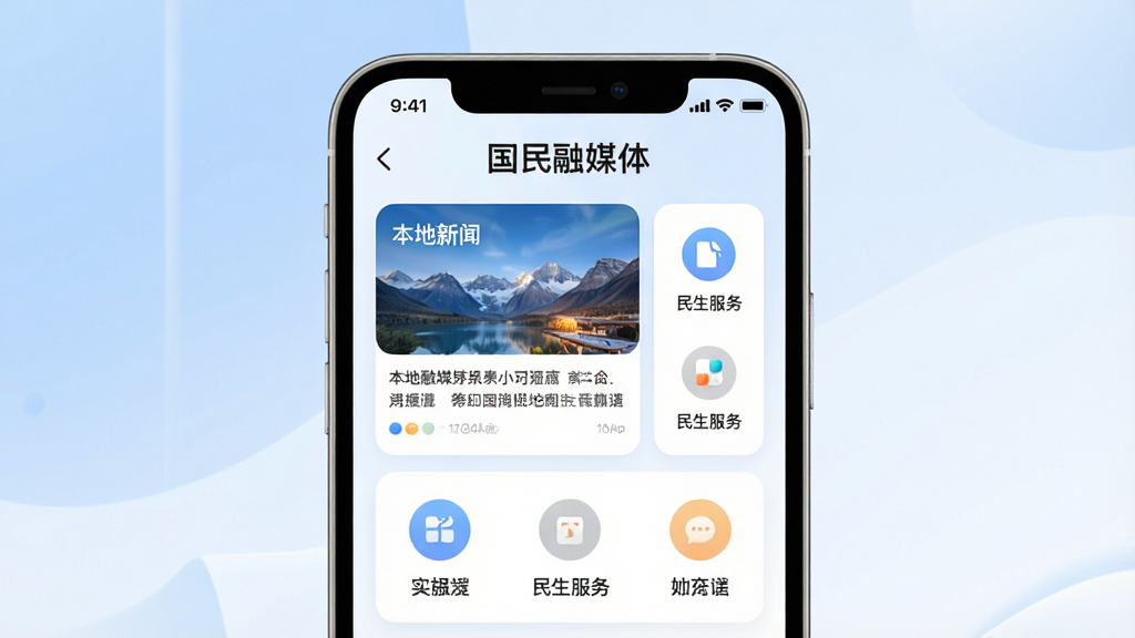 一张手机屏幕展示资讯类App主界面的图片,画面中央是明亮的手机界面,顶部有