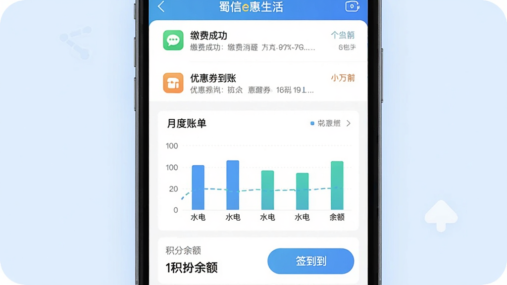 һ��չʾ����e������App��Ϣ֪ͨ���˵����������ͼƬ�������������ֻ���Ļ����Ļ�Ϸ�����Ϣ֪ͨ�б��������ɷѳɹ����Ż�ȯ�������ѣ��м����¶��˵�ͼ��������״ͼ��ʾˮ��ȼ��֧�����·��ǻ�������ǩ����ť�������ǵ���ɫ�������ˬֱ�ۣ����ʸɾ��޶���Ԫ��