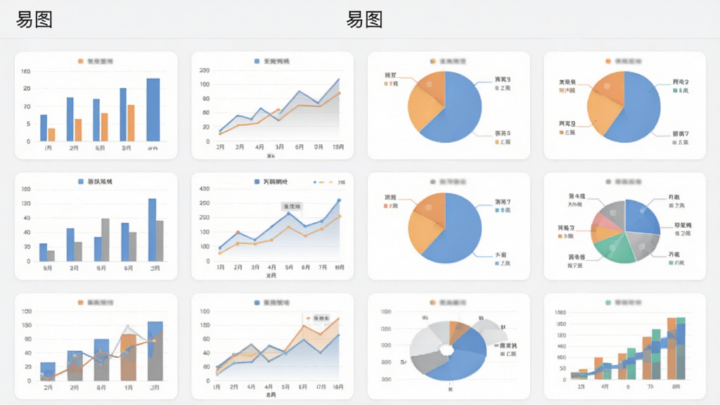 易图App的模板选择界面截图,画面中整齐排列着多种风格的图表模板缩略图,包括柱状图、折线图、饼图等,界面顶部有“易图”字样,整体布局为网格状,风格清新简约,画质清晰干净