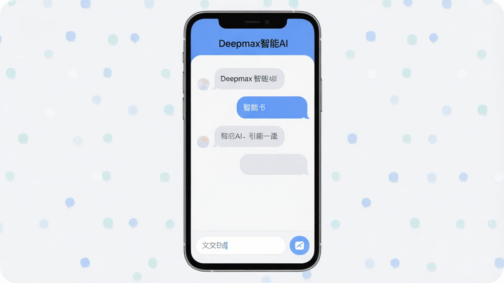 һ���ֻ�Ӧ�ý���չʾͼ������������һ�������ֻ�����Ļ����ʾDeepmax����AI�����������棬�������������ơ�Deepmax����AI���������м��ǶԻ��������򣬵ײ������������ͷ��Ͱ�ť�����岼�ּ����ˬ������ִ���ƽ����ϸ��Բ�󣬻��ʸɾ��������޶���Ԫ��