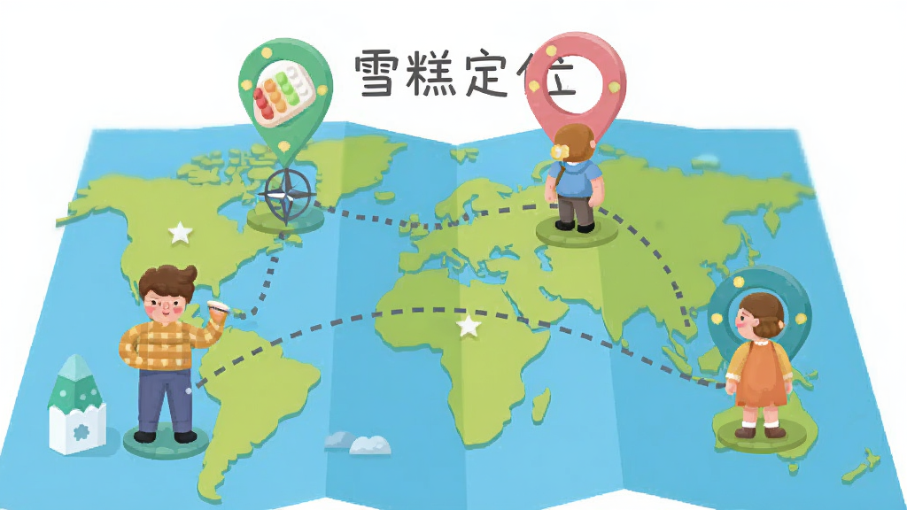 һ�Ų廭����ʾ��ͼ���������ĸ��˷ֱ�վ�ڵ�ͼ�Ĳ�ͬλ�ã�ÿ����ͷ����һ����ɫ��λ���ݣ�����֮�����������ӣ���ͼ�ϱ�ע��ѩ�ⶨλ������������ɫ�����죬���ֳʷ���״�ֲ������ƫ��ƽ���廭��ϸ��Բ�󣬻��ʸɾ��޶���Ԫ��