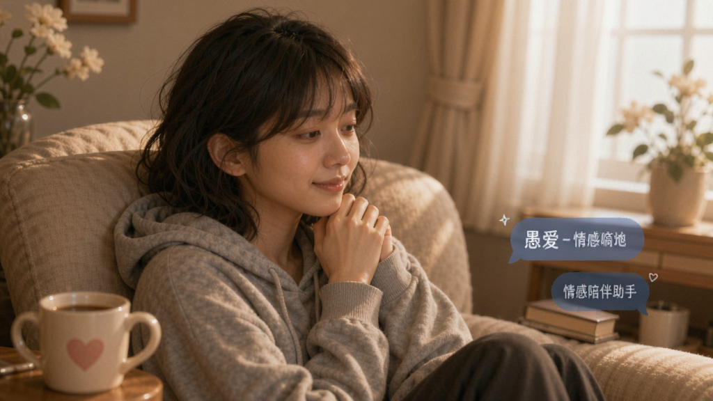 愚爱-情感陪伴助手 聊天对话界面倾诉场景配图