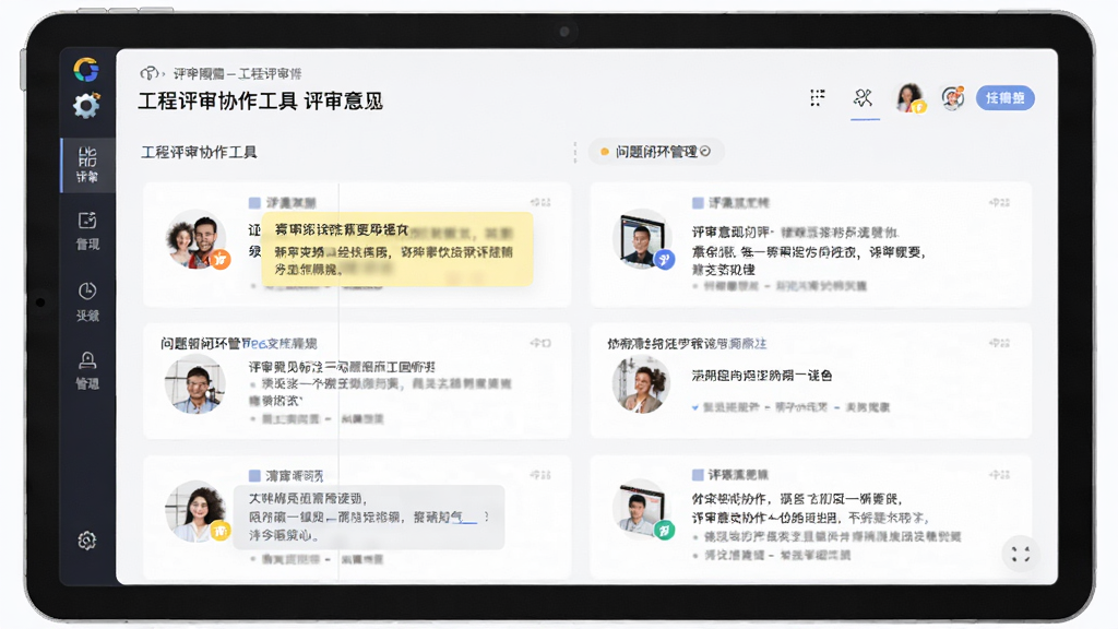 评审圈-工程评审协作工具 评审意见标注与问题闭环管理界面