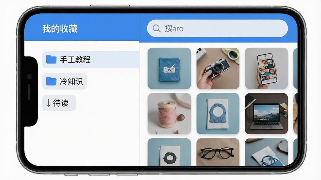 知趣岛应用内收藏夹界面示意图,手机屏幕显示