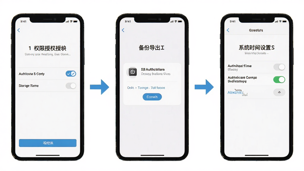 һ��չʾ��֤��Authenticator�����������̵�ʾ��ͼ�������Ϊ�������ŵ��ֻ���Ļ��������������ʾ����һ����Ȩ����Ȩ����ֻ��ѡ����ʹ洢Ȩ�ޣ��ڶ����Ǳ��ݵ���������ʾ���ܱ����ļ������У���������ϵͳʱ�����ý�����ʾ�Զ�ͬ��ʱ�俪���Ѵ򿪣�������Ļ֮���м�ͷ��������������̷̳磬��ɫ��ˬ�����ʸɾ����޶���Ԫ��