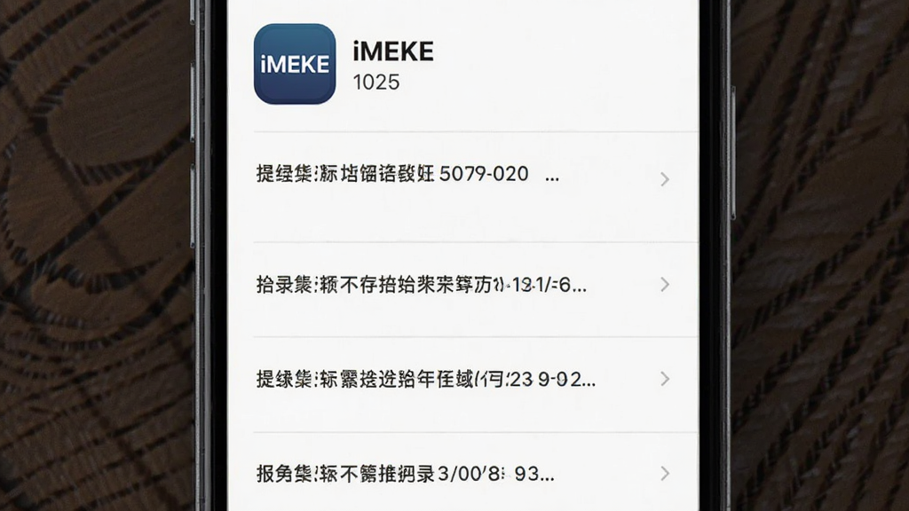 iMEKE�����汾���¼�¼ҳ�棬����Ϊ�ֻ���Ļ��ʾ������־�б�������Ϊ����������У��Ϸ��ǡ�iMEKE��Ӧ��ͼ����汾�ţ��·�����������˵�����֣��Ű�����룬���Ϊ��Լ�б�ʽ��ƣ�ϸ�ڰ���ǳ�ҷָ��ߡ���ɫ���֡���ɫ���������ʸ��壬����ɾ����޶���Ԫ��