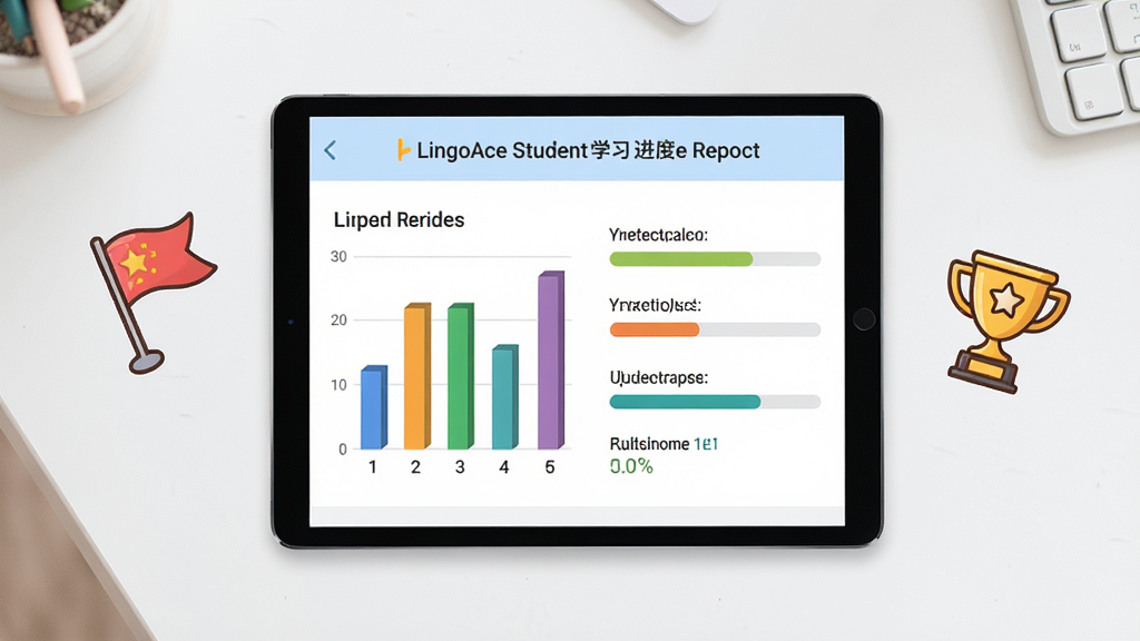 һ��չʾLingoAce Studentѧϰ���ȱ�������ͼƬ������������ƽ�������Ļ����Ļ����ʾ��ɫ��״ͼ�ͽ���������ע�ſγ���ɶȡ���ҵ��ȷ�ʵ����ݣ��Ա��п�ͨ����С���ĺͽ���ͼ�꣬�����Ǽ���ǳɫ���棬�������ִ���ˬ�����ʸɾ��������޶���Ԫ��