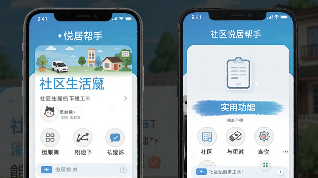 悦居帮手-社区生活服务工具 社区生活服务下单流程与实用功能界面