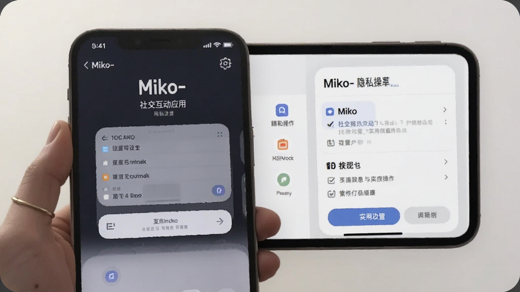 Miko-社交互动应用隐私设置与实用功能操作界面