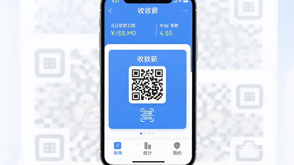һ���ֻ�Ӧ�ý���չʾͼ��������������Ϊ������н����App�����棬������ʾ�����տ��ܶ�ͱ������м�����Ŀ���տ����ɨ��ͼ�꣬�ײ�Ϊ�˵���ͳ�ơ��ҵ�����ѡ����������������ɫ��������ˬ������ִ���ƽ��ϸ��Բ�󣬻��ʸɾ��޶���Ԫ��