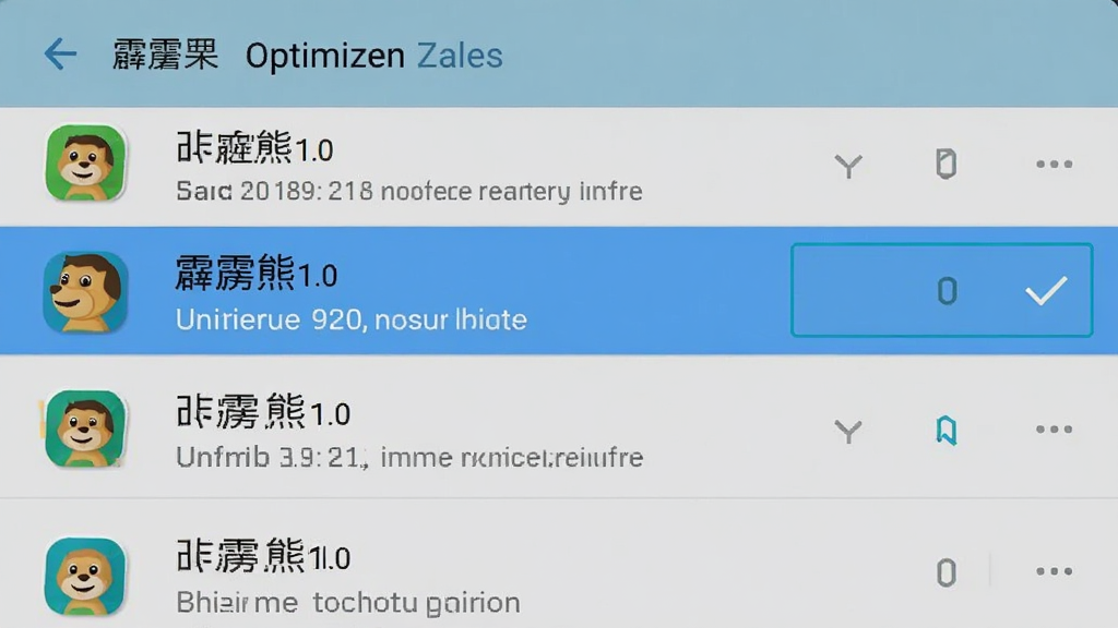 霹雳熊1.0在手机设置中的电池优化白名单界面截图,画面显示应用列表里霹雳熊1.0被勾选为不限制,界面风格为安卓原生设置页,清晰展示操作路径,画质干净无多余装饰