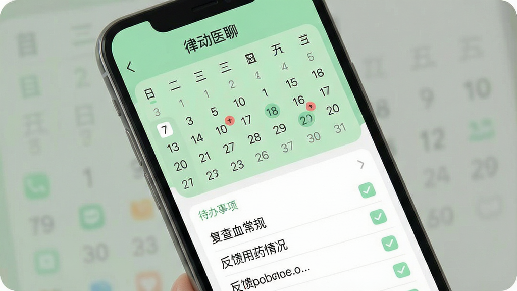 一张手机应用功能展示图,画面中手机屏幕显示
