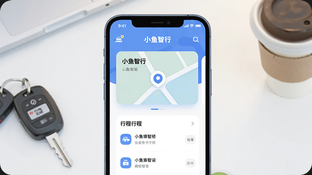 画面主体是一部智能手机,屏幕上显示