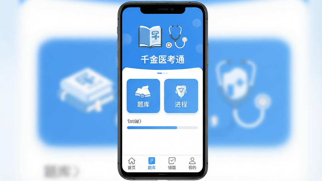 ����Ϊһ��������׿�ֻ�����Ļ������ʾ��ǧ��ҽ��ͨ��Ӧ�������棬������ҽѧ�鼮��������ͼ�꣬�м��������࿨Ƭ����������ײ�������Ϊ��ҳ����⡢���⡢�ҵ��ĸ���ǩ�����ּ���������Ű���þ��жԳƹ�ͼ�����Ϊ�ִ���ƽ��ҽ��������ɫ��ϸ���ϰ�ťԲ��ͼ�������ɾ������ʸ�������㡢����ɾ��޶���Ԫ��