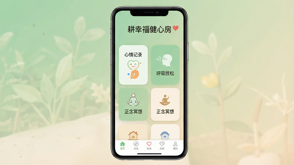 һ��չʾ�����Ҹ����ķ���App���Ľ�����ֻ�����ͼ�������������ֻ���Ļ����Ļ����ʾApp��ҳ�������С����Ҹ����ķ������ֱ��⣬�м�����͵���ɫ����ɫ���䱳�������������š������¼�������������ɡ���������ڤ�롱�ȹ��ܿ�Ƭ���ײ��ǵ���������������ܰ���ɾ�����ƽ���������������޶���Ԫ��