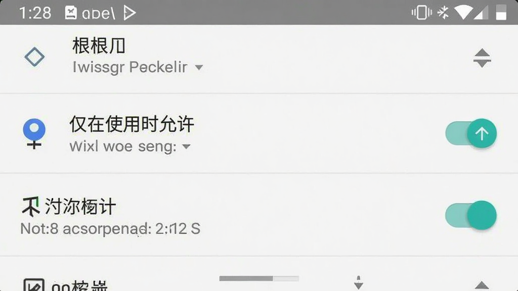 手机设置界面截图,展示应用权限管理页面,定位权限设置为“仅在使用时允许”,通知权限开关处于开启状态,界面为安卓原生设置风格,列表式布局,文字清晰,画质干净