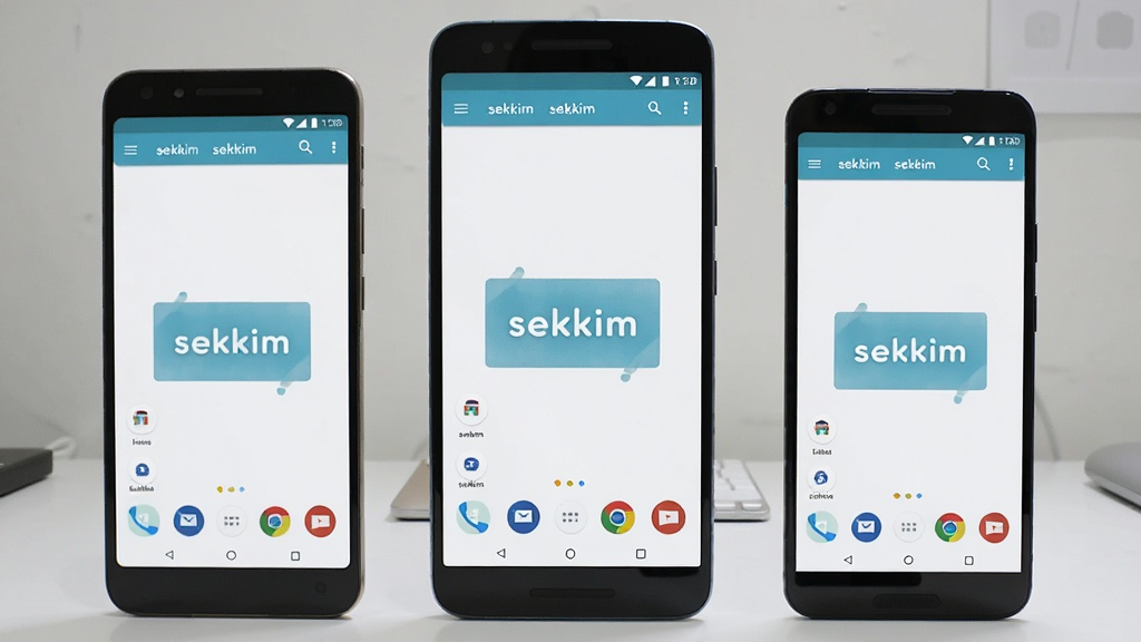 һ��չʾsekkim�ڶ��ְ�׿�ֻ������еĳ���ͼ������Ϊ������ͬ�ߴ�İ�׿�ֻ�����չʾ��ÿ���ֻ���Ļ�϶���ʾsekkimӦ�ý��棬����һ�£�������ͻ���ֻ���Ļ�ϵġ�sekkim����ʶ�����Ϊдʵ��Ʒչʾ�磬����Ϊ�������滷����������ͣ����ʸɾ�ϸ�壬�޶���װ��