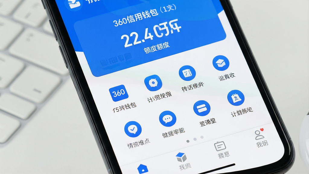 �ֻ���Ļ��д������������ʾ��360����Ǯ����Ӧ�������棬��������Ŀ�Ķ��չʾ�����м�Ϊ����ͼ����󣬵ײ��������������������������ɫ��������ִ������������ɾ����޶���װ��Ԫ��