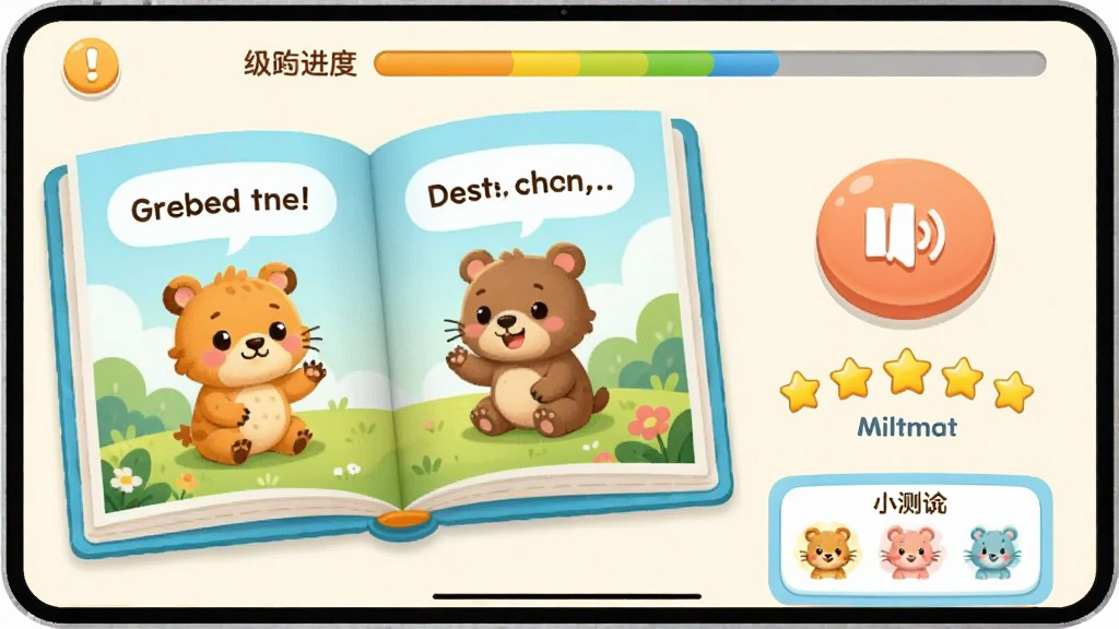 ����AIӢ��汾�Ķ����棬��������Ƿ����ĵ��ӻ汾��ʾ��ͨ�����Ӣ�Ķ̾䣬�Ҳ����ʶ���ť�͸����������ǣ�������ʾ������������ײ���С������⿨�����岼�����������Ϊ��ͯ�廭�磬ɫ��������������ʸɾ�������Ԫ��