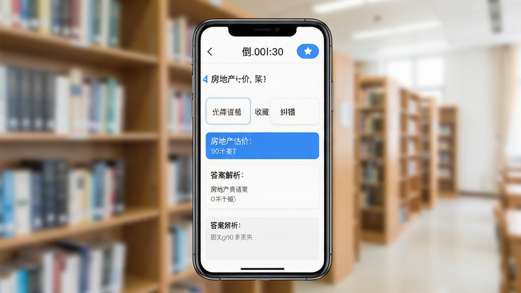 ���ز�����ʦˢ�⹷APP�������չʾ���ֻ���Ļ������ʾһ�����ز�����ѡ���⣬ѡ���·��д𰸽���������Ļ�����е���ʱ��ʾ���Ҳ����ղغ;�����ť�������԰�ɫ��������ɫ����ѡ����������������Ϊģ����ͼ�����ܳ��������ʸɾ��������޶���װ��Ԫ��