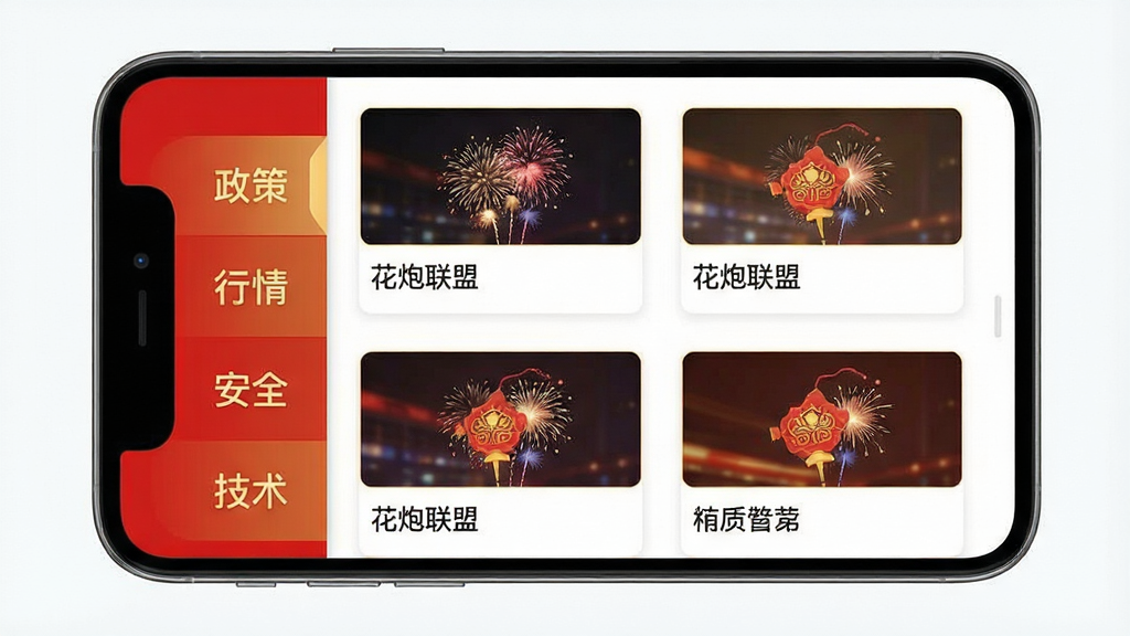 �ֻ�����չʾ���������ˡ�App�ķ��ർ��ҳ�棬���Ϊ���ŷ����ǩ����ʾ�����ߡ������顱����ȫ���������������֣��Ҳ�Ϊ��Ӧ��Ѷ��Ƭ�б�����Ƭ���м����ͼ�ͱ��⣬�����Ժ��ɫ����׺�����ֹ����������ˬ��ƽ�����ʸɾ�������Ԫ��