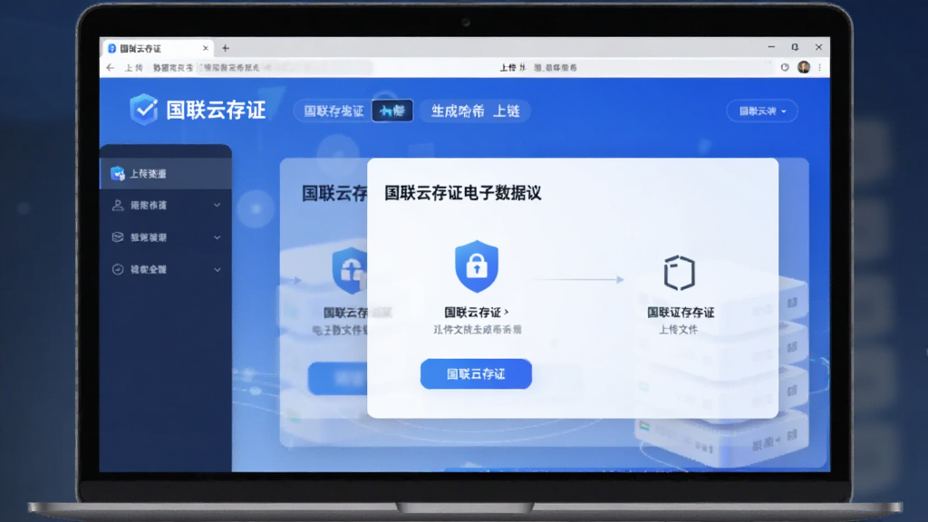 国联云存证-电子数据存证 上传文件生成哈希上链界面