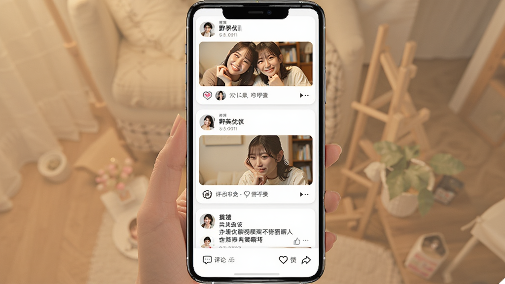 Ұ��������Ƶ���콻�ѵĶ�̬�㳡����ͼ���ֻ���Ļ��ʾ�ٲ���ʽ���û���̬��Ƭ����Ƭ����ͼƬ�����֣��ײ������۵��ް�ť�����岼�����罻��Ϣ���������ܰ����������
