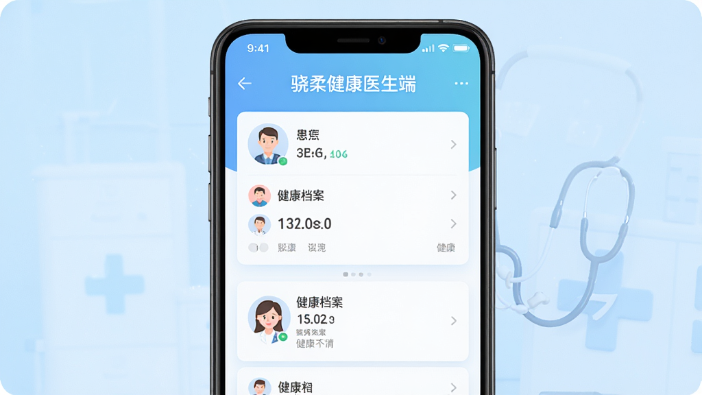 ���ὡ��ҽ����APP�ֻ�Ӧ�ý���չʾ������Ϊһ��������׿�ֻ�����Ļ����ʾ�����б��뽡��������Ƭ���֣�����Ϊǳ��ɫ����ҽ�Ʒ�񣬻������붥���С����ὡ��ҽ���ˡ��������Ű�����������ȷ������ִ���ƽ����ϸ��Բ��ɾ������ʸ����޶���Ԫ��