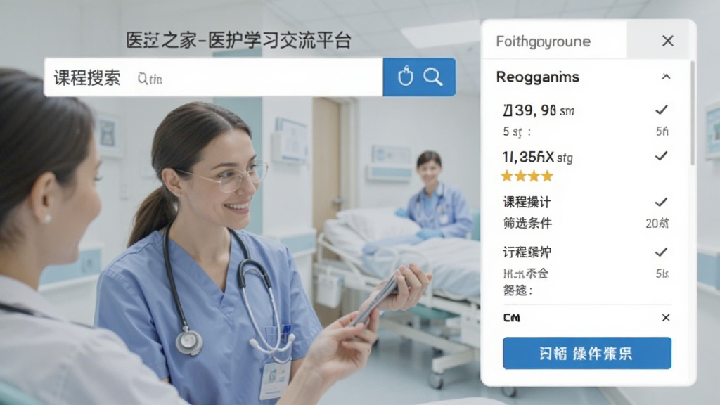 医护之家-医护学习交流平台 课程搜索框与筛选条件操作示意
