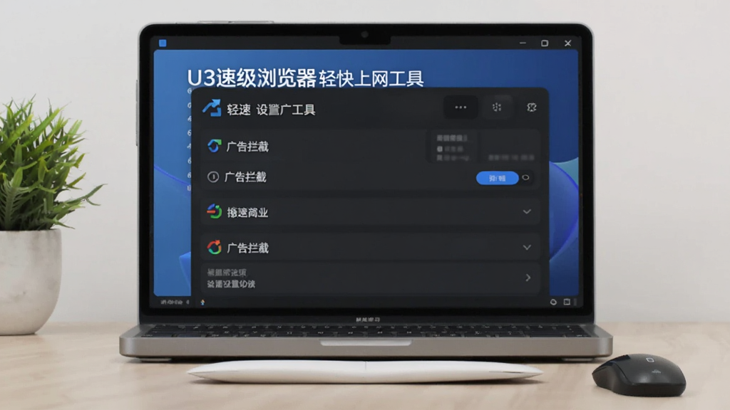 U3速级浏览器-轻快上网工具 设置选项 广告拦截 提速