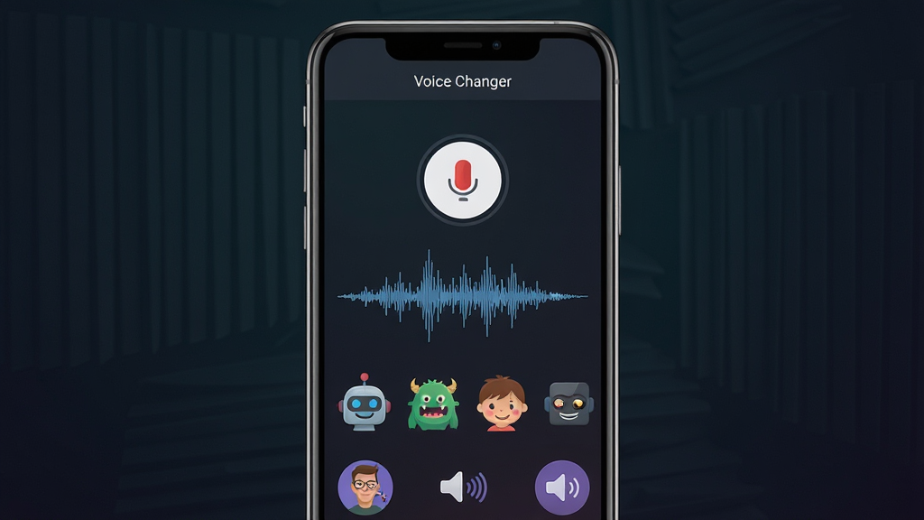 һ��չʾVoice Changer�������Ľ�����ֻ���ͼ���ͼƬ�������������ֻ���Ļ����Ļ����ʾVoice ChangerӦ�������棬����������д��