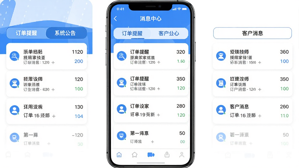 ��㵽�Ҽ�ʦ��Ӧ����Ϣ���Ľ��棬��Ļ��ʾ�������ѡ�ϵͳ����Ϳͻ���Ϣ���������ǩ��ÿ���������ж�Ӧ����Ϣ�б������沼��������������ɫ��ͼ���࣬���ʸɾ�������Ԫ��