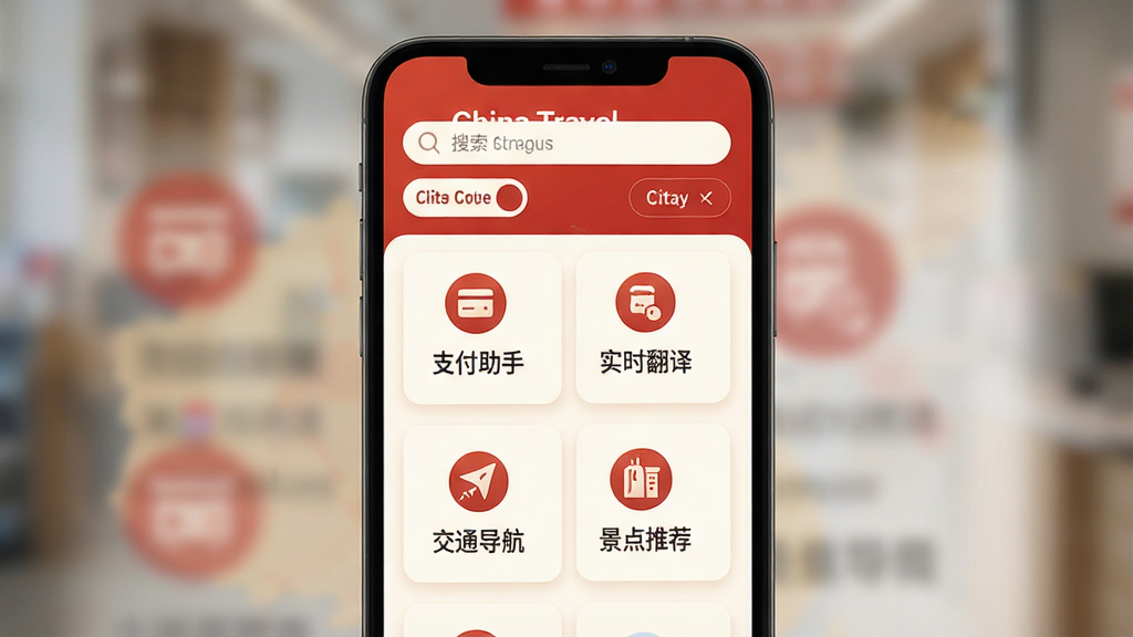 һ���ֻ�Ӧ�ý���չʾͼ�����������ǡ�China Travel��Ӧ�õ���ҳ�����ּ�����죬��������Ŀ���������ͳ����л���ť���в��Կ�Ƭʽ������֧�����֡�ʵʱ���롢��ͨ�����������Ƽ��ĸ����Ĺ�����ڣ���ɫ���й����ů��Ϊ��������ִ���ƽ��ͼ��Բ�������������黯����ͻ���ֻ���Ļ�����ʸɾ�ϸ�壬�޶���Ԫ��