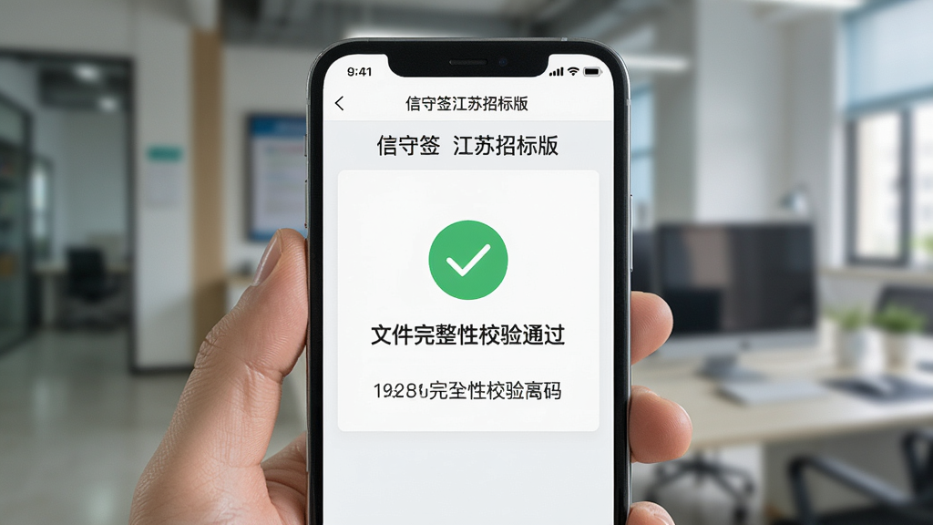 һ��չʾ����ǩ�����б���ļ���ȫУ�鹦�ܵ�ͼƬ���������ֻ���Ļ����ʾ������ǩ�����б�桱��У����ҳ�棬ҳ��������һ����ɫ�ĶԹ�ͼ��͡��ļ�������У��ͨ���������֣��·���ʾһ��У���룬�����Ǽ���ǳɫ���棬����ִ���ƽ�������������޶���Ԫ��