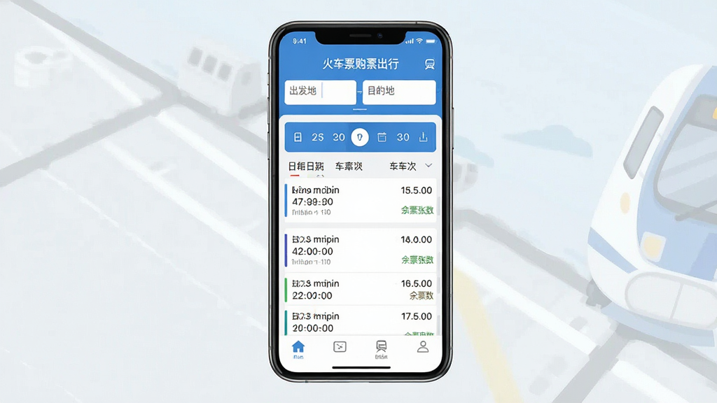 һ���ֻ�Ӧ�ý���չʾͼ�����������ǡ���Ʊ��Ʊ���С�APP����ҳ��������ʾ��������Ŀ�ĵ�������м�������ѡ�����ͳ����б���������Ϣ�������У�������������ʱ������Ʊ�������ײ��м��ĵ�����������������ɫ��Ϊ��������ƽ��ˬ��ϸ�ڸɾ��������������޶���Ԫ��