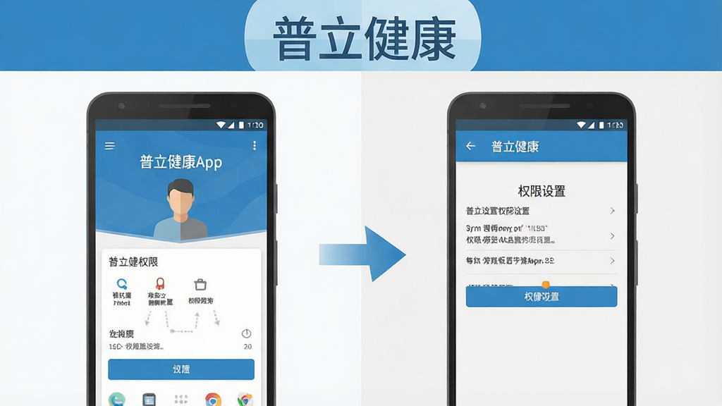 һ��չʾ��������App�ڰ�׿�ֻ��ϰ�װ��Ȩ���������̵�ʾ��ͼ�������Ϊ���������֣�������ֻ���װ���棬�Ҳ���Ȩ�����ý��棬�Ϸ��С��������������ֱ�ʶ������Ϊ���ҶԱȽṹ�����Ϊ��ƽ���̳̲�ͼ����ɫΪ��ɫ�ͻ�ɫ��ϸ�����������ʸɾ����޶���Ԫ��