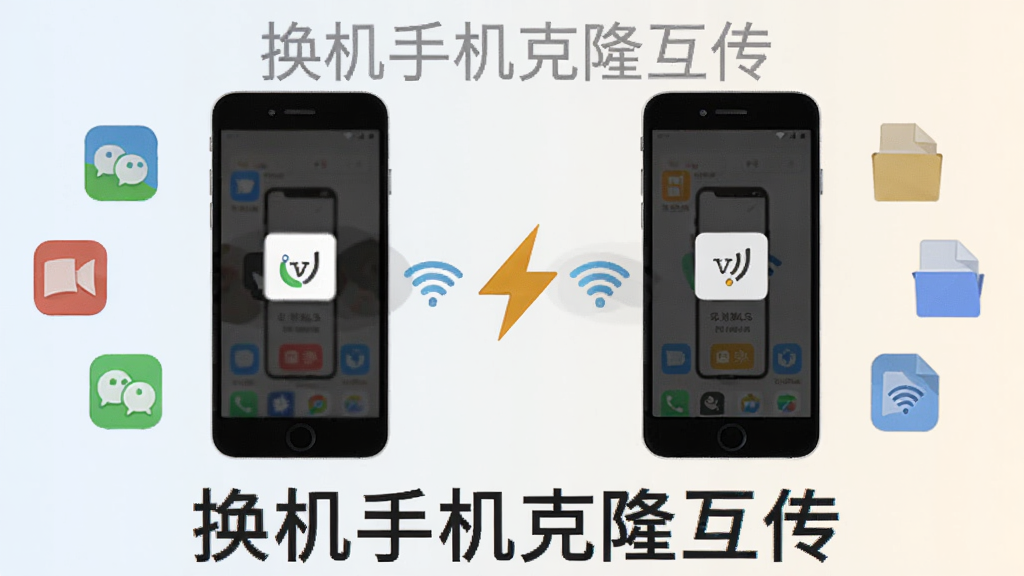 �����ֻ���¡��������չʾͼ������չʾ�����ֻ�ͨ��WiFiֱ���������ݵ�ʾ��ͼ���м�������ͼ���ʾ�ٶȿ죬��Χ����Ӧ��ͼ����ĵ�ͼ�꣬����Ϊǳɫ���䣬����ƽ����ƣ�ͼƬ�д������֡������ֻ���¡������