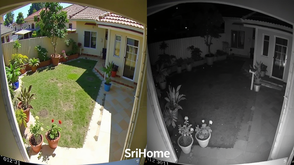 �����Ա�ͼ�������ʾ���������µ�ͥԺ��ػ��棬�Ҳ���ʾͬһλ��ҹ������ģʽ�µĺڰ׼�ػ��棬���������·���һ����SriHome����ˮӡ��ʶ��������Ϊдʵ��Ӱ����������������ϸ�ڷḻ���޶���Ԫ��
