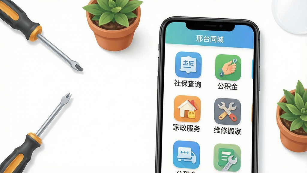 һ�ű��֡���̨ͬ�ǡ�App��������ܵĳ���ͼ�������������ֻ���Ļ��д����Ļ����ʾ���������еķ���ͼ�꣬�硰�籣��ѯ�����������𡱡����������񡱡���ά�ް�ҡ��ȣ�ÿ��ͼ���·������������ı�ǩ���ֻ��Ա�ɢ����һЩ���������˿����С������Ϊ��׺���������ֻ�����ƫ�ң�������ײ����ù��ߡ����Ϊ����дʵ�Ĳ廭�磬ɫ��������͡�ϸ����ͼ����Ʊ�ƽ�׶������ֱ�ǩ׼ȷ���������ʸɾ�ϸ�壬�޶���װ��Ԫ�أ�ͻ������������⡣